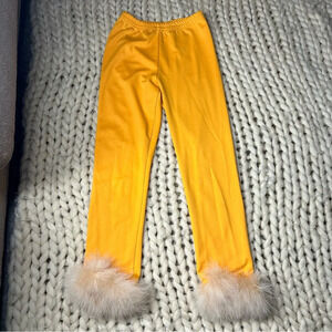 SLEEPER Yellow Feather Trim Pants S